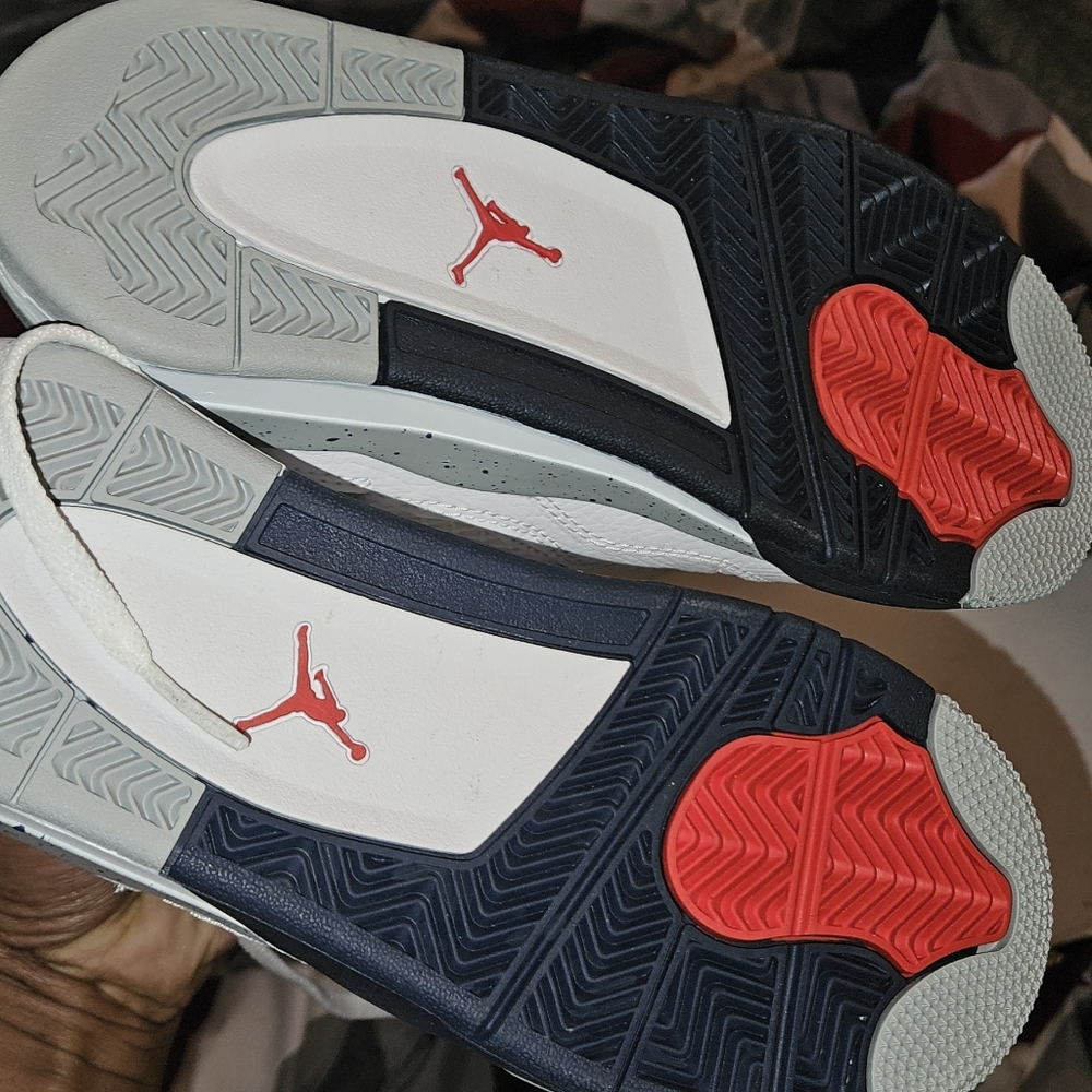 White/blue kids Jordans